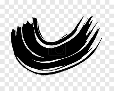 Illustration for Black grunge semicircular brush strokes. Painted wavy ink stripes. Ink spot isolated on transparent background. Vector illustration - Royalty Free Image