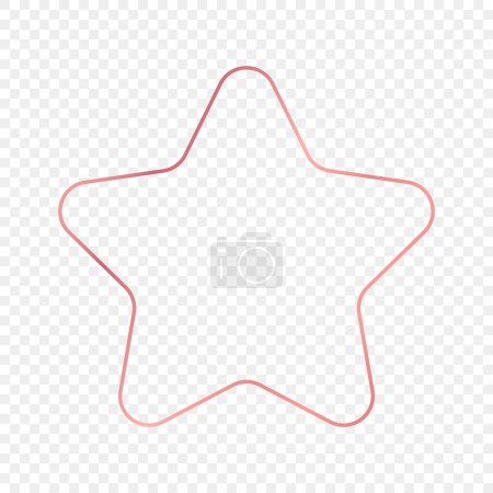Illustration for Rose gold glowing rounded star shape frame isolated on transparent background. Shiny frame with glowing effects. Vector illustration - Royalty Free Image