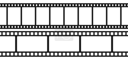 Set of seamless film strips. Tape of movie template on white background. Vector illustration