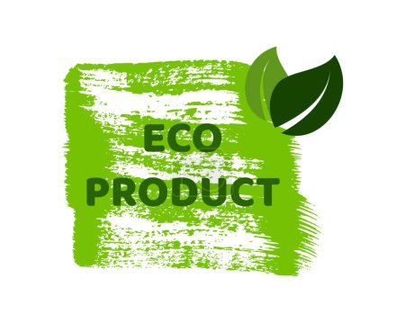 Ilustración de Etiqueta bio natural verde. La inscripción Eco Product en etiqueta verde en manchas dibujadas a mano. Ilustración vectorial - Imagen libre de derechos