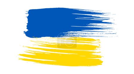 Téléchargez les illustrations : Drapeau national ukrainien en style grunge. Peint avec un drapeau de coup de pinceau de l'Ukraine. Illustration vectorielle - en licence libre de droit