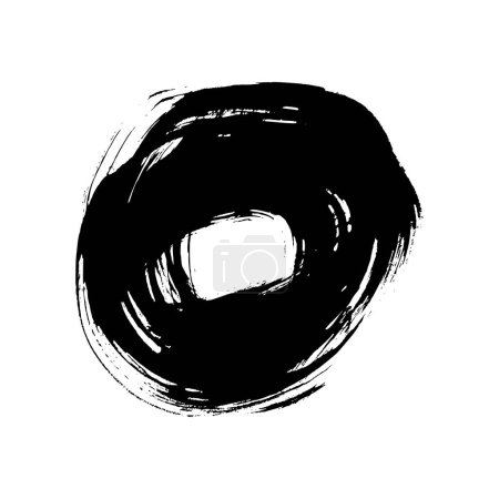 Téléchargez les illustrations : Pinceau grunge noir en forme de cercle. Cercle d'encre peint. Encre isolée sur fond blanc. Illustration vectorielle - en licence libre de droit