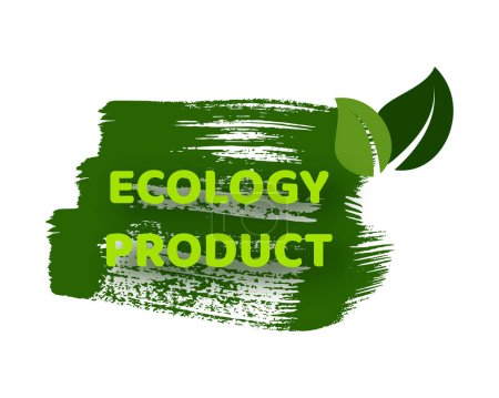 Ilustración de Etiqueta bio natural verde. La inscripción Ecología producto en etiqueta verde en manchas dibujadas a mano. Ilustración vectorial - Imagen libre de derechos