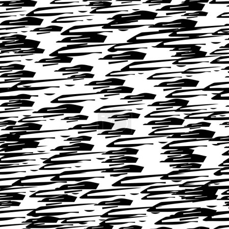 Illustration for Seamless pattern with black pencil brushstrokes in abstract shapes on white background. Vector illustration - Royalty Free Image