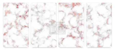 Illustration for Rose gold marble texture background. Set of four abstract backdrops of marble granite stone. Vector illustration - Royalty Free Image