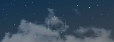 Illustration for Night sky with clouds and many stars. Abstract nature background with stardust in deep universe. Vector illustration - Royalty Free Image