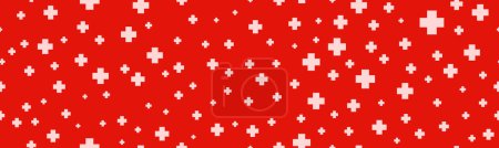 Illustration for Seamless hospital background with plus symbols. White symbol of medicine on a red background. Vector illustration - Royalty Free Image