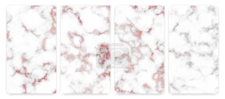 Illustration for Rose gold marble texture background. Set of four abstract backdrops of marble granite stone. Vector illustration - Royalty Free Image