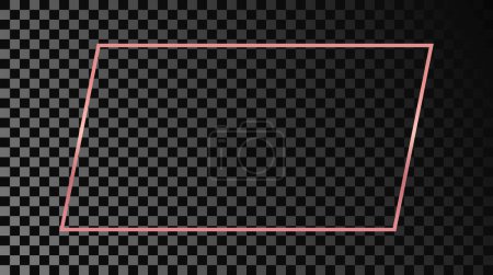 Illustration for Rose gold glowing rectangular shape frame isolated on dark transparent background. Shiny frame with glowing effects. Vector illustration - Royalty Free Image