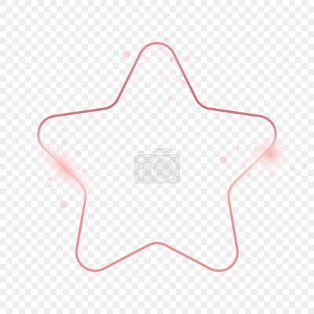 Ilustración de Marco de forma de estrella redondeada brillante de oro rosa aislado sobre fondo transparente. Marco brillante con efectos brillantes. Ilustración vectorial - Imagen libre de derechos
