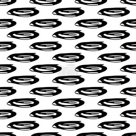 Illustration for Seamless pattern with black sketch hand drawn brush scribble oval shape on white background. Abstract grunge texture. Vector illustration - Royalty Free Image