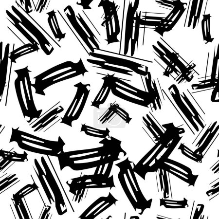 Ilustración de Patrón sin costuras con boceto negro dibujado a mano garabato forma ovalada sobre fondo blanco. Textura grunge abstracta. Ilustración vectorial - Imagen libre de derechos