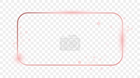 Illustration for Rose gold glowing rounded rectangular frame isolated on transparent background. Shiny frame with glowing effects. Vector illustration - Royalty Free Image
