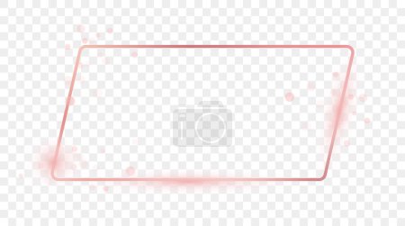 Illustration for Rose gold glowing rounded rectangular shape frame isolated on transparent background. Shiny frame with glowing effects. Vector illustration - Royalty Free Image