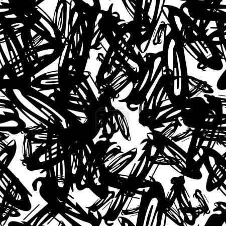 Ilustración de Patrón sin costuras con boceto negro dibujado a mano garabato forma ovalada sobre fondo blanco. Textura grunge abstracta. Ilustración vectorial - Imagen libre de derechos