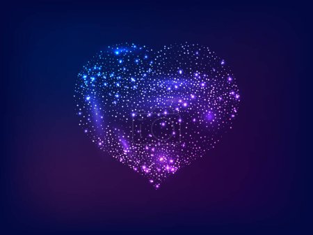 Ilustración de Neon glitter heart with glowing and shiny effect on dark background. Symbol of Love. Vector illustration - Imagen libre de derechos