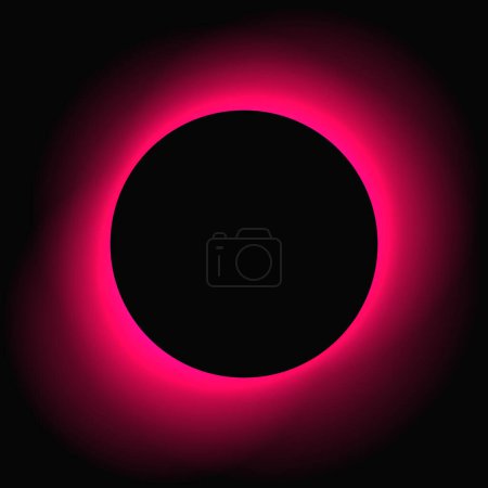 Ilustración de Circle illuminate frame with gradient. Pink round neon banner isolated on black background. Vector illustration - Imagen libre de derechos