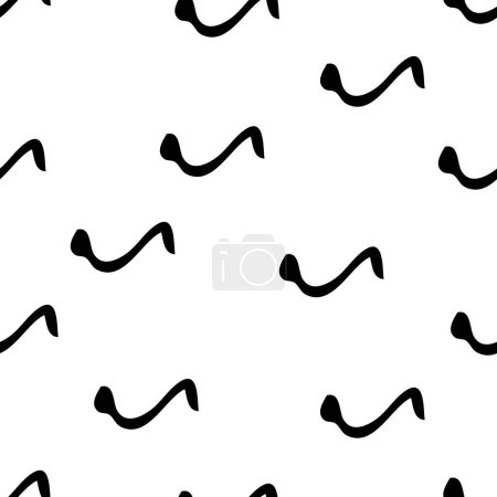 Illustration for Seamless pattern with black sketch hand drawn squiggle  shape on white background. Abstract grunge texture. Vector illustration - Royalty Free Image