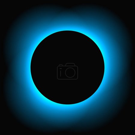 Ilustración de Circle illuminate frame with gradient. Blue round neon banner isolated on black background. Vector illustration - Imagen libre de derechos