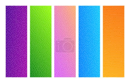 Ilustración de Set of turing reaction gradient backgrounds. Abstract diffusion pattern with chaotic shapes. Vector illustration - Imagen libre de derechos