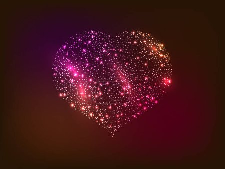 Téléchargez les illustrations : Neon glitter heart with glowing and shiny effect on dark background. Symbol of Love. Vector illustration - en licence libre de droit