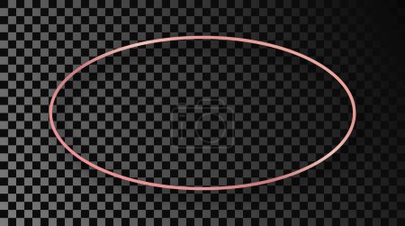 Téléchargez les illustrations : Rose gold glowing oval shape frame with shadow isolated on dark transparent background. Shiny frame with glowing effects. Vector illustration - en licence libre de droit