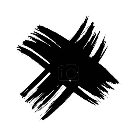 Téléchargez les illustrations : Hand drawn brush cross symbol. Black sketch cross symbol on white background. Vector illustration - en licence libre de droit