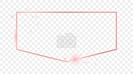 Illustration for Rose gold glowing frame isolated on transparent background. Shiny frame with glowing effects. Vector illustration - Royalty Free Image