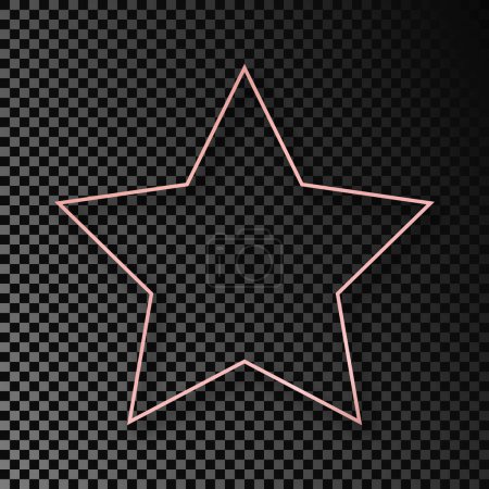 Téléchargez les illustrations : Rose gold glowing star shape frame with shadow isolated on dark transparent background. Shiny frame with glowing effects. Vector illustration - en licence libre de droit