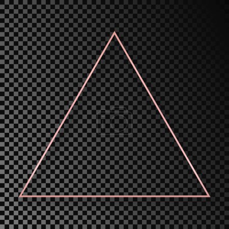 Ilustración de Marco triangular resplandeciente de oro rosa con sombra aislada sobre fondo transparente oscuro. Marco brillante con efectos brillantes. Ilustración vectorial - Imagen libre de derechos