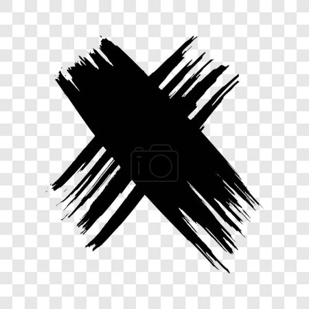 Illustration for Hand drawn brush cross symbol. Black sketch cross symbol on transparent background. Vector illustration - Royalty Free Image