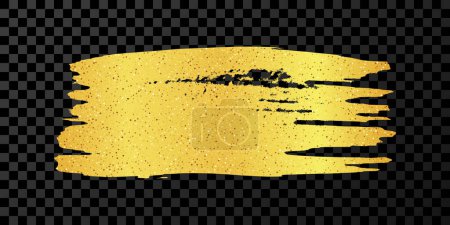 Ilustración de Gold brush stroke. Hand drawn ink spot isolated on dark background. Vector illustration - Imagen libre de derechos