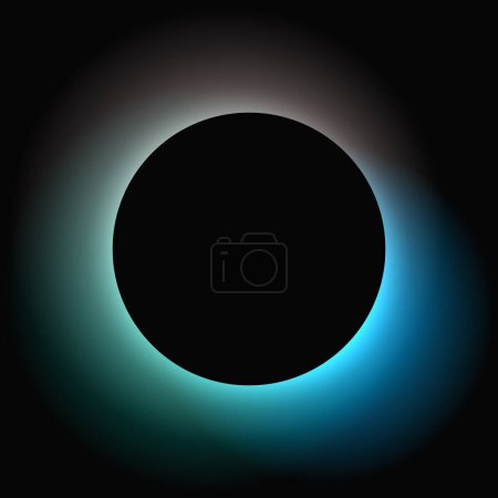 Téléchargez les illustrations : Circle illuminate frame with gradient. Blue and gray round neon banner isolated on black background. Vector illustration - en licence libre de droit