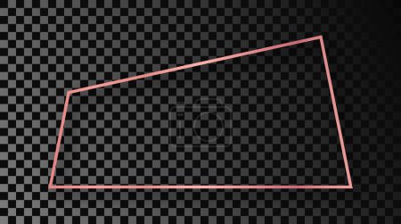 Ilustración de Marco trapezoidal brillante de oro rosa con sombra aislada sobre fondo transparente oscuro. Marco brillante con efectos brillantes. Ilustración vectorial - Imagen libre de derechos