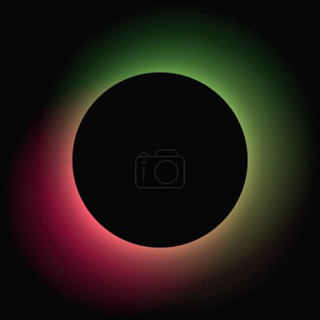 Illustration for Circle illuminate frame with gradient. Green and red round neon banner isolated on black background. Vector illustration - Royalty Free Image