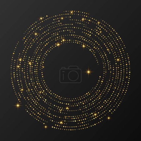 Ilustración de Fondo punteado semitono brillante oro abstracto. Patrón de brillo dorado en forma de círculo. Círculo de puntos de medio tono. Ilustración vectorial - Imagen libre de derechos