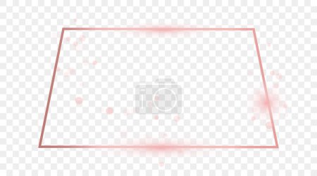 Illustration for Rose gold glowing trapezoid shape frame isolated on transparent background. Shiny frame with glowing effects. Vector illustration - Royalty Free Image