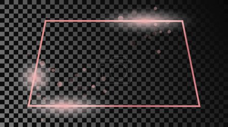 Ilustración de Marco trapezoidal brillante de oro rosa aislado sobre fondo transparente oscuro. Marco brillante con efectos brillantes. Ilustración vectorial - Imagen libre de derechos