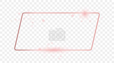 Illustration for Rose gold glowing rounded rectangular shape frame isolated on transparent background. Shiny frame with glowing effects. Vector illustration - Royalty Free Image