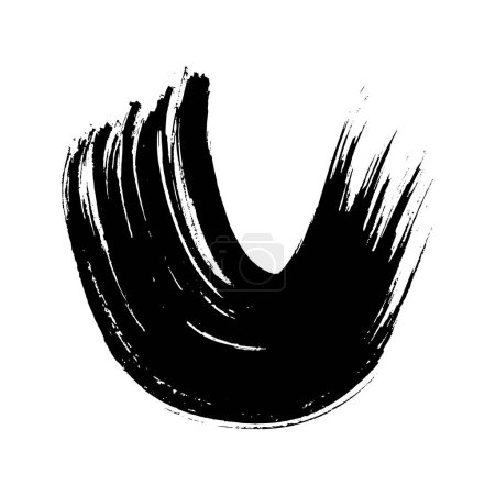 Illustration for Black grunge semicircular brush strokes. Painted wavy ink stripes. Ink spot isolated on white background. Vector illustration - Royalty Free Image
