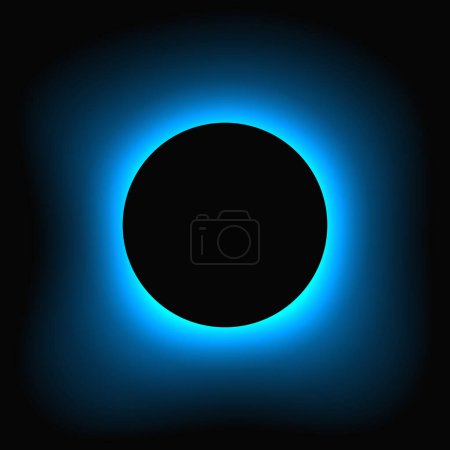 Téléchargez les illustrations : Circle illuminate frame with gradient. Blue round neon banner isolated on black background. Vector illustration - en licence libre de droit