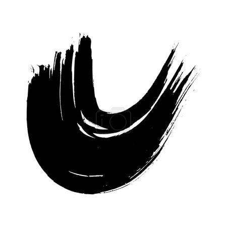 Ilustración de Black grunge semicircular brush strokes. Painted wavy ink stripes. Ink spot isolated on white background. Vector illustration - Imagen libre de derechos
