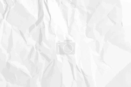 Illustration for White lean crumpled paper background. Horizontal crumpled empty paper template for posters and banners - Royalty Free Image