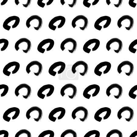 Ilustración de Patrón sin costura con boceto negro dibujado a mano círculo garabato forma sobre fondo blanco. Textura grunge abstracta. Ilustración vectorial - Imagen libre de derechos
