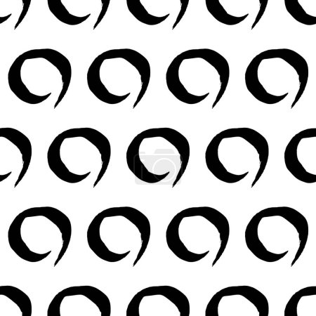Illustration for Seamless pattern with black sketch hand drawn brush scribble circles shape on white background. Abstract grunge texture. Vector illustration - Royalty Free Image