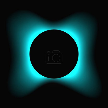 Illustration for Circle illuminate frame with gradient. Blue round neon banner isolated on black background. Vector illustration - Royalty Free Image
