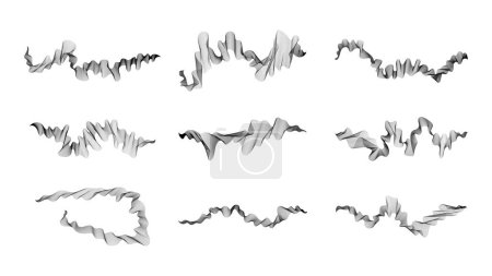 Ilustración de Rayas onduladas curvas. Conjunto de líneas abstractas de onda de gradiente oscuro sobre fondo blanco. Ilustración vectorial - Imagen libre de derechos