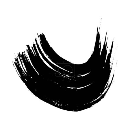 Téléchargez les illustrations : Black grunge semicircular brush strokes. Painted wavy ink stripes. Ink spot isolated on white background. Vector illustration - en licence libre de droit