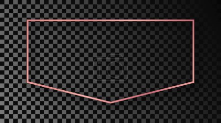 Ilustración de Marco resplandeciente de oro rosa con sombra aislada sobre fondo transparente oscuro. Marco brillante con efectos brillantes. Ilustración vectorial - Imagen libre de derechos