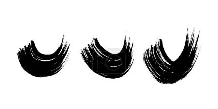 Illustration for Black grunge semicircular brush strokes. Set of painted wavy ink stripes. Ink spot isolated on white background. Vector illustration - Royalty Free Image